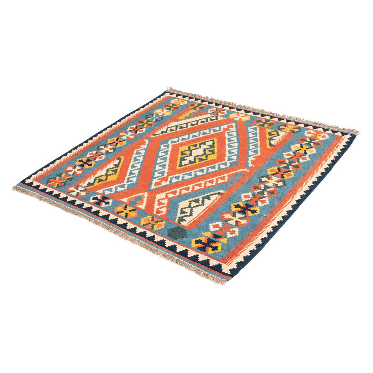 Tappeto Kelim - Orientale quadrato - 107 x 100 cm - arancione