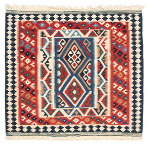 Tappeto Kelim - Orientale quadrato  - 104 x 99 cm - rosso