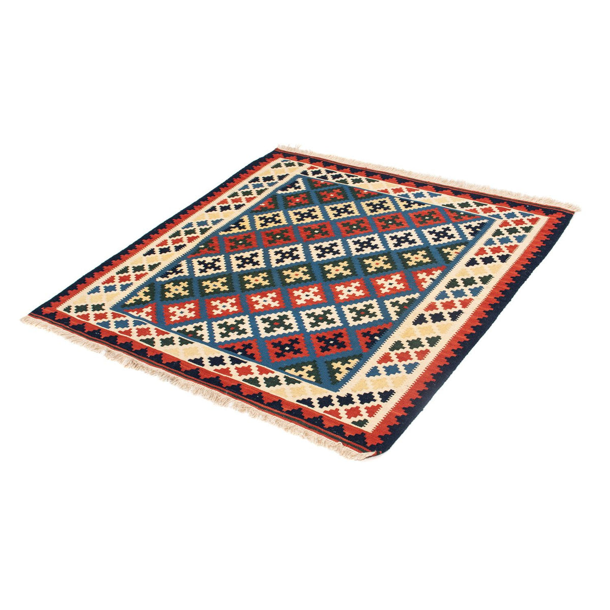 Tappeto Kelim - Orientale quadrato  - 104 x 100 cm - blu scuro