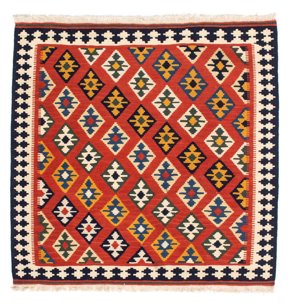 Tappeto Kelim - Orientale quadrato  - 106 x 103 cm - rosso