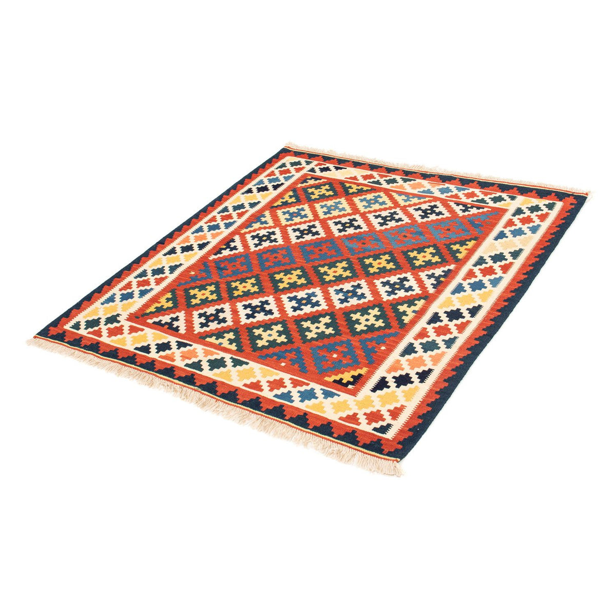 Tappeto Kelim - Orientale quadrato - 106 x 102 cm - rosso scuro