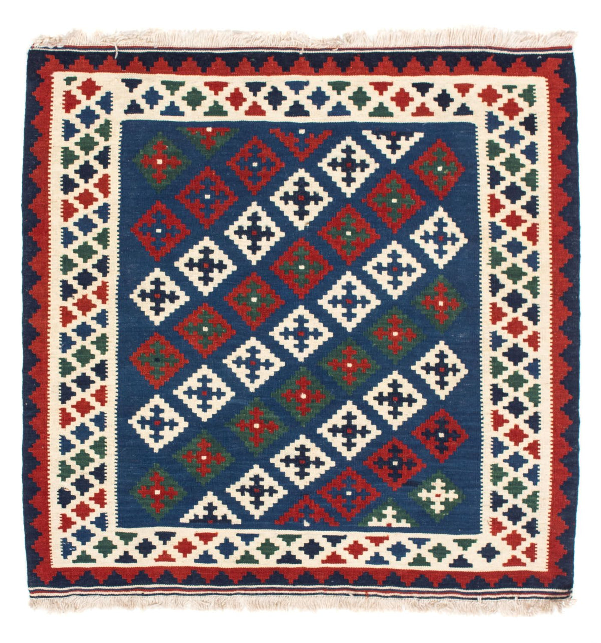 Tappeto Kelim - Orientale quadrato - 100 x 100 cm - blu scuro
