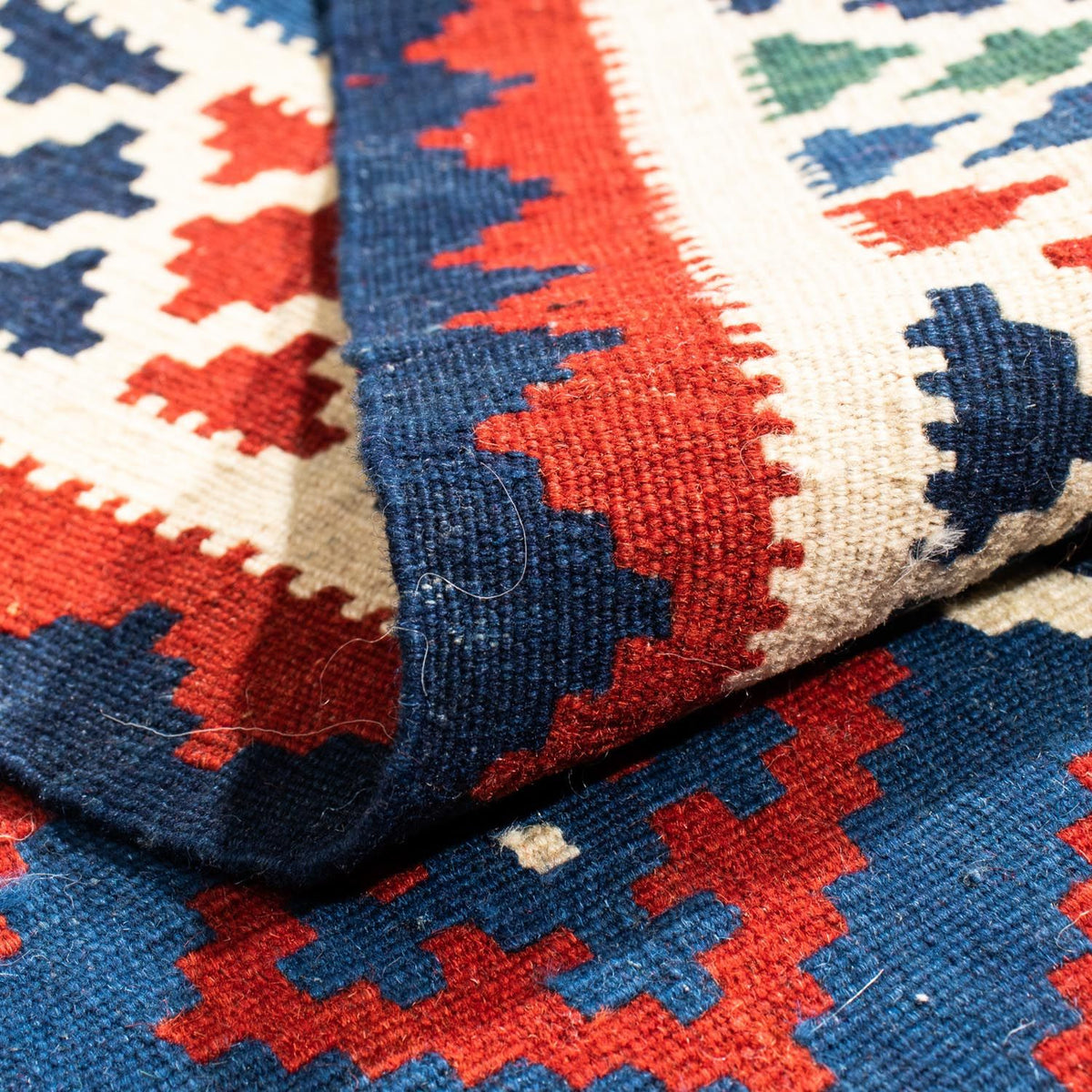 Tappeto Kelim - Orientale quadrato - 100 x 100 cm - blu scuro