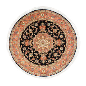 Tappeto Persero - Tabriz - Reale rotondo  - 100 x 100 cm - blu scuro
