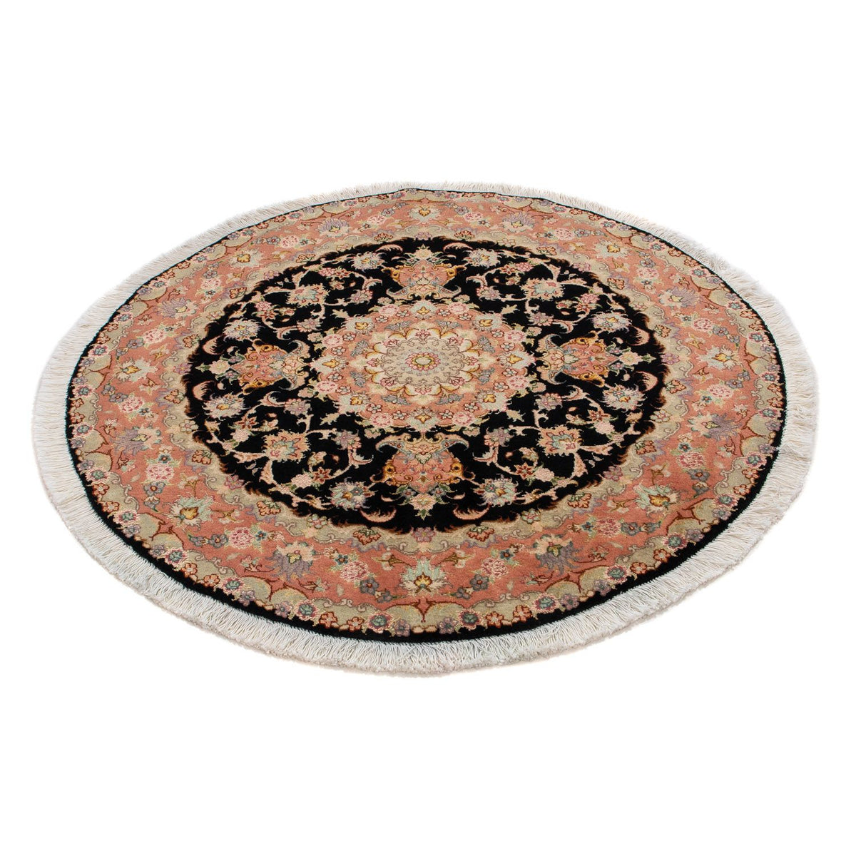Tappeto Persero - Tabriz - Reale rotondo  - 100 x 100 cm - blu scuro