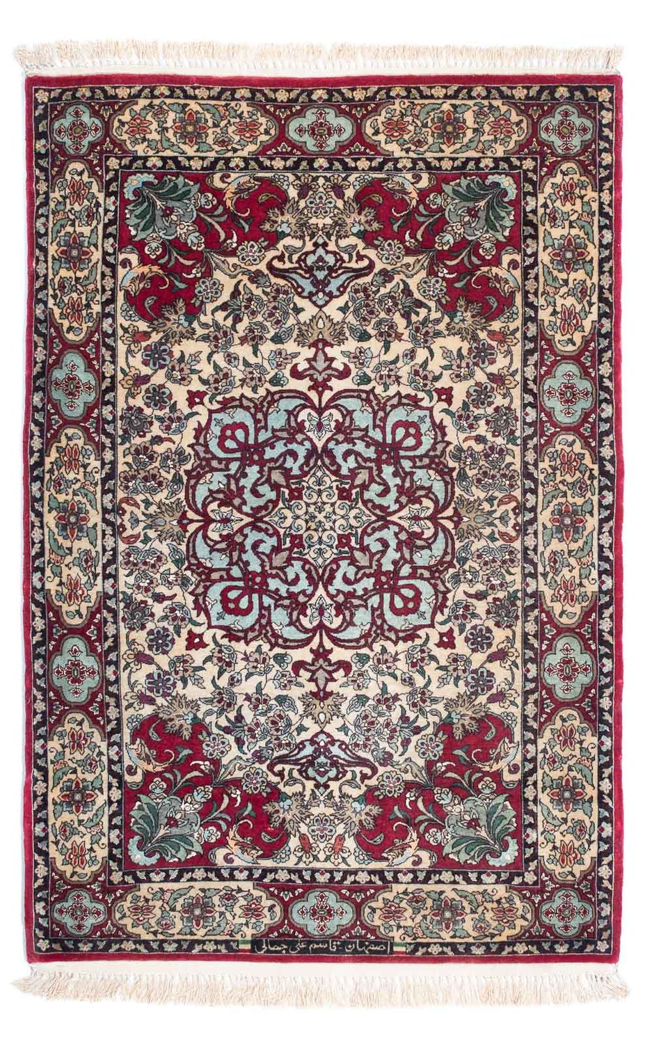 Tappeto Persero - Isfahan - Premio - 124 x 83 cm - rosso scuro