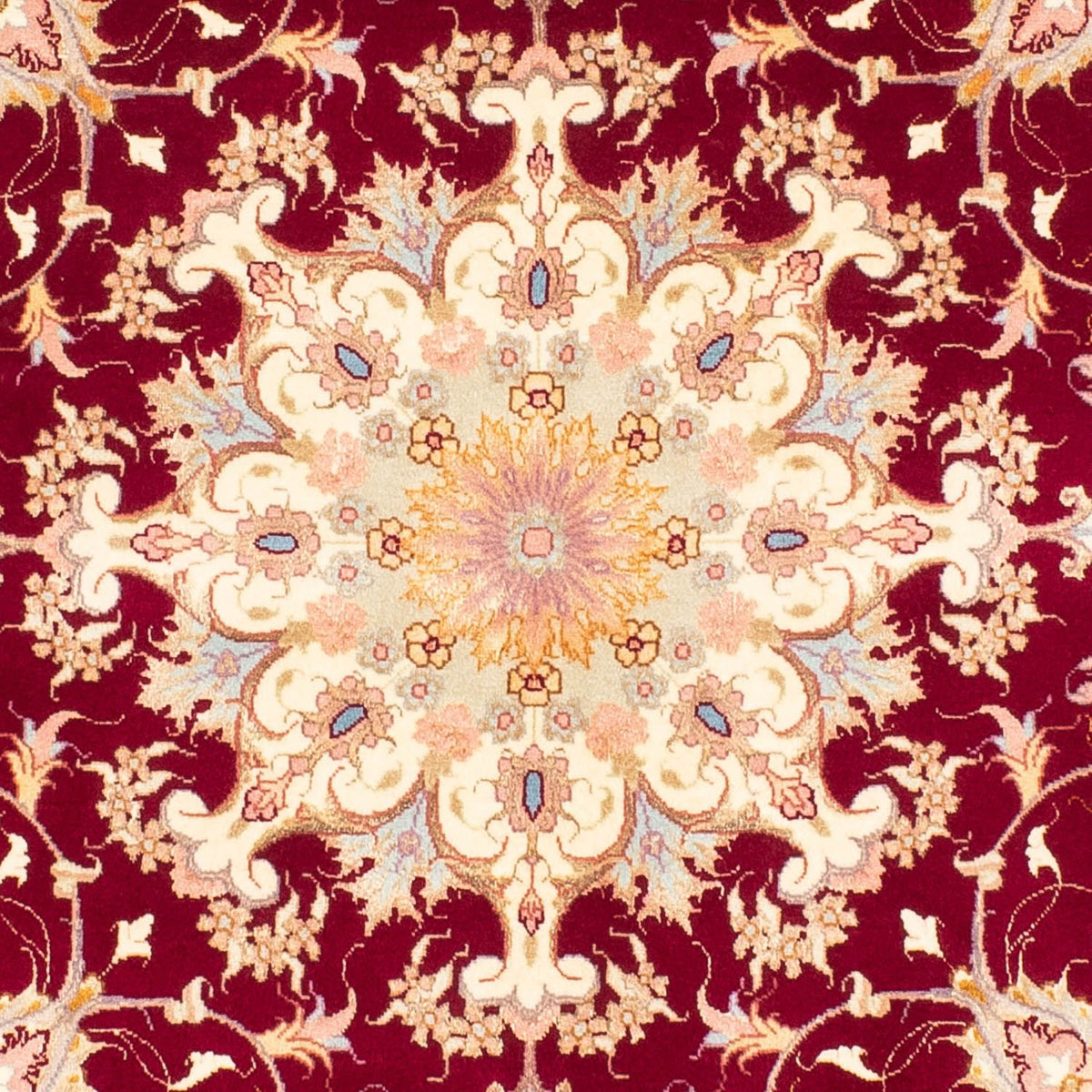 Tappeto Persero - Tabriz - Reale rotondo  - 150 x 150 cm - rosso scuro