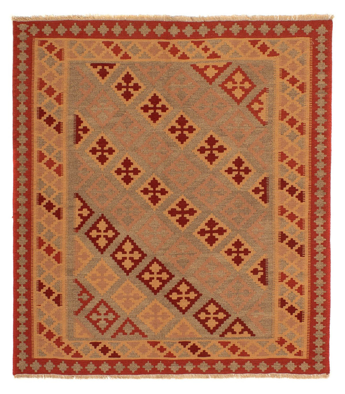 Tappeto Kelim - Orientale quadrato - 165 x 161 cm - rosso scuro
