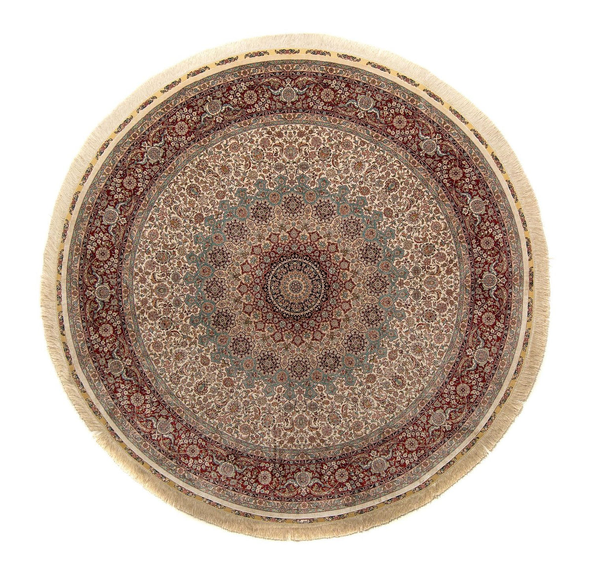 Tappeto orientale - Hereke rotondo - 215 x 215 cm - marrone chiaro