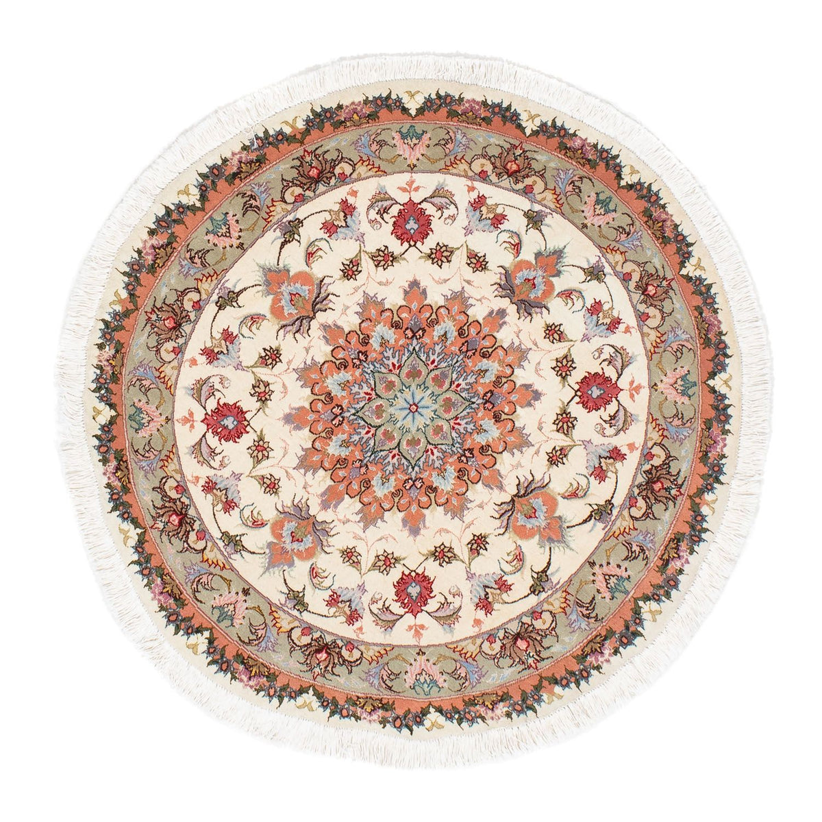 Tappeto Persero - Tabriz - Reale rotondo  - 100 x 100 cm - beige