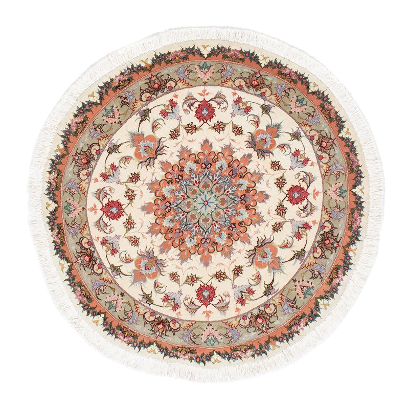 Tappeto Persero - Tabriz - Reale rotondo  - 100 x 100 cm - beige