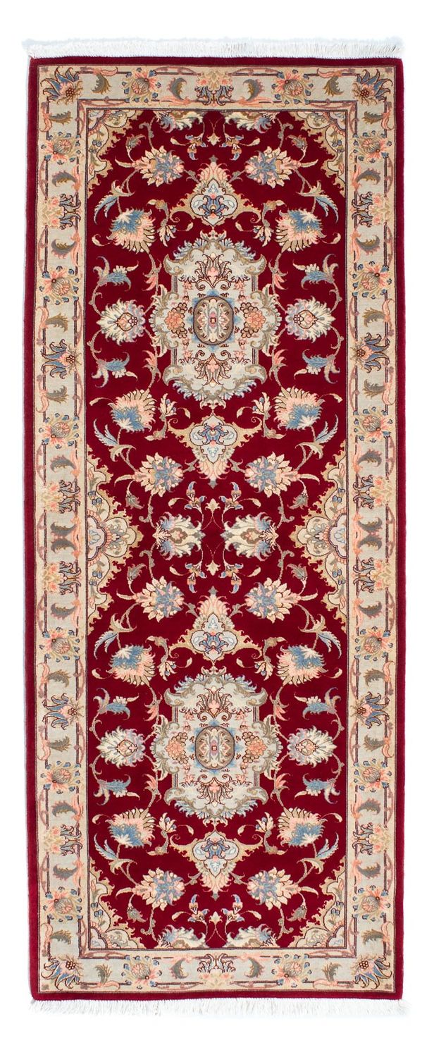 Tappeto corsia Tappeto Persero - Tabriz - Reale - 213 x 83 cm - rosso scuro
