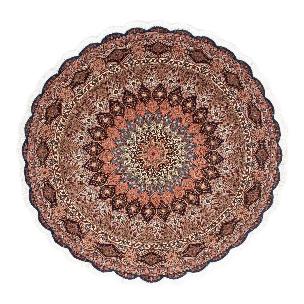 Tappeto Persero - Tabriz - Reale rotondo  - 150 x 150 cm - marrone