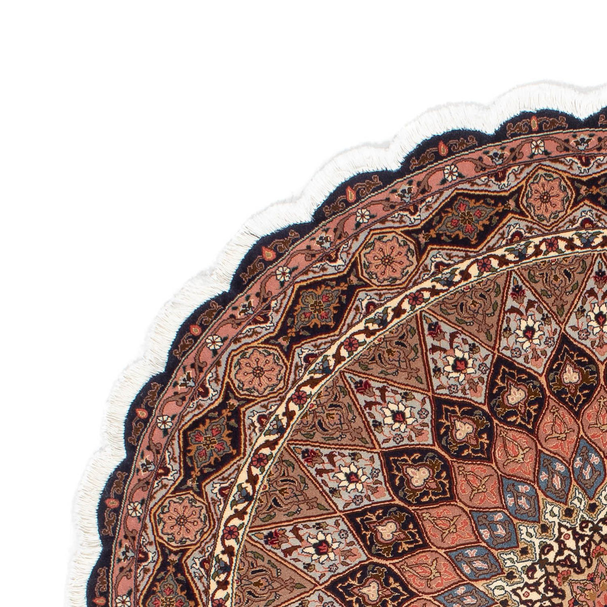 Tappeto Persero - Tabriz - Reale rotondo  - 150 x 150 cm - marrone