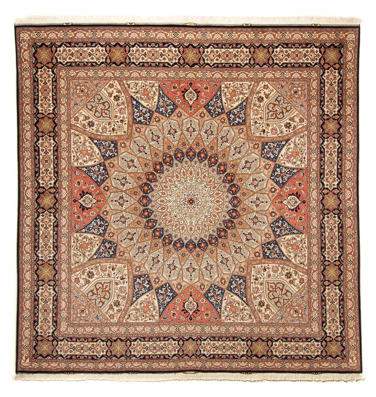 Tappeto Persero - Tabriz - Reale quadrato - 253 x 250 cm - marrone chiaro