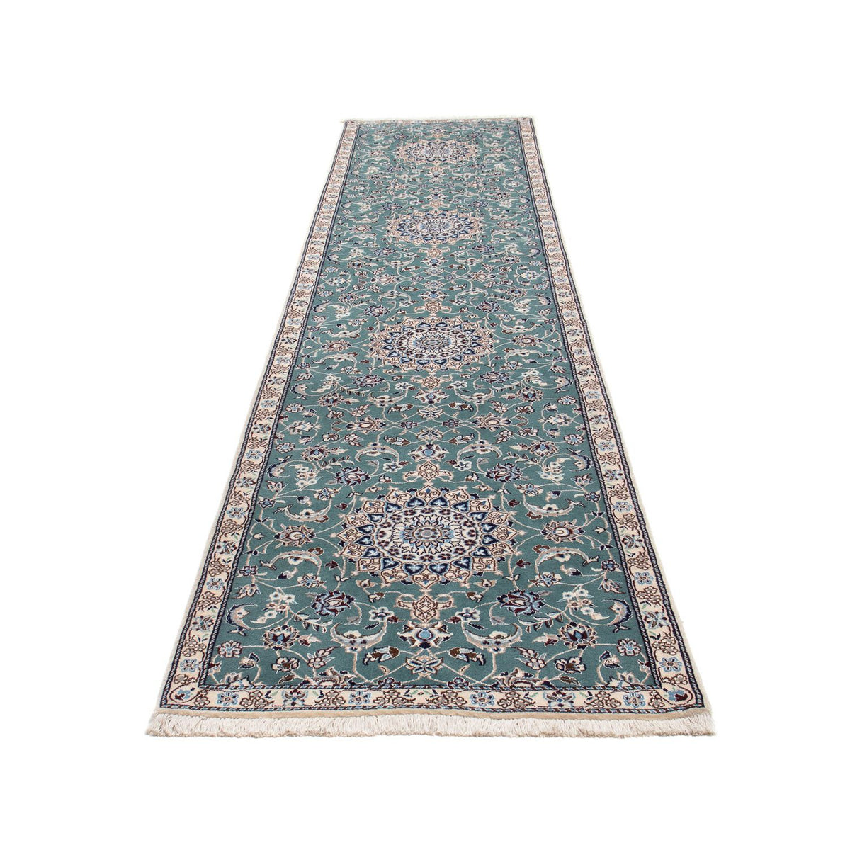 Tappeto corsia Tappeto Persero - Nain - Reale - 394 x 88 cm - blu chiaro