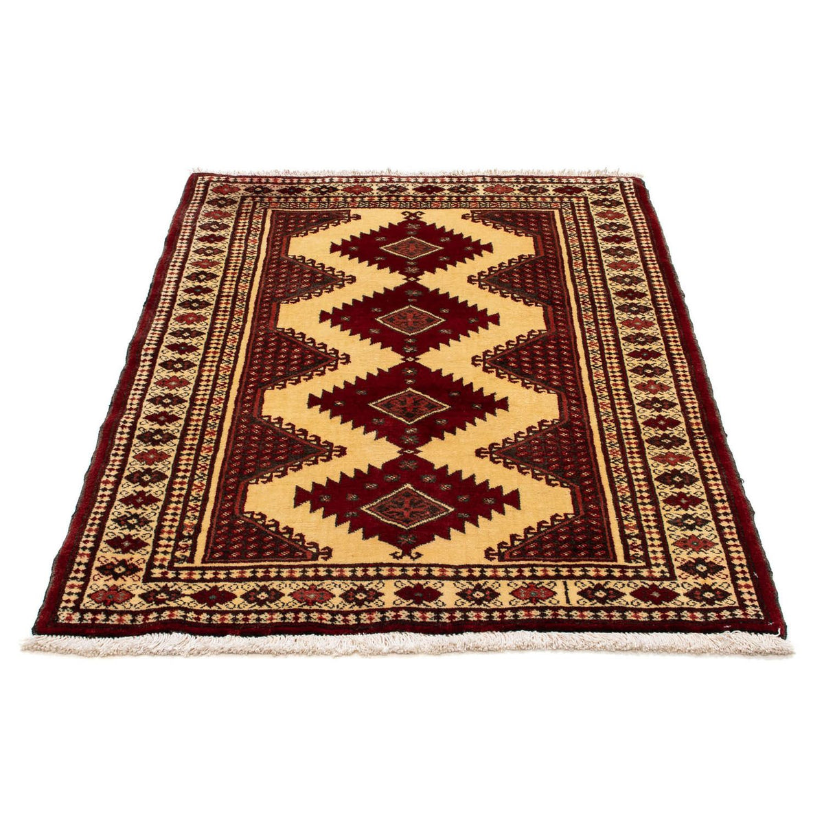 Tappeto Turkaman - 133 x 92 cm - rosso scuro