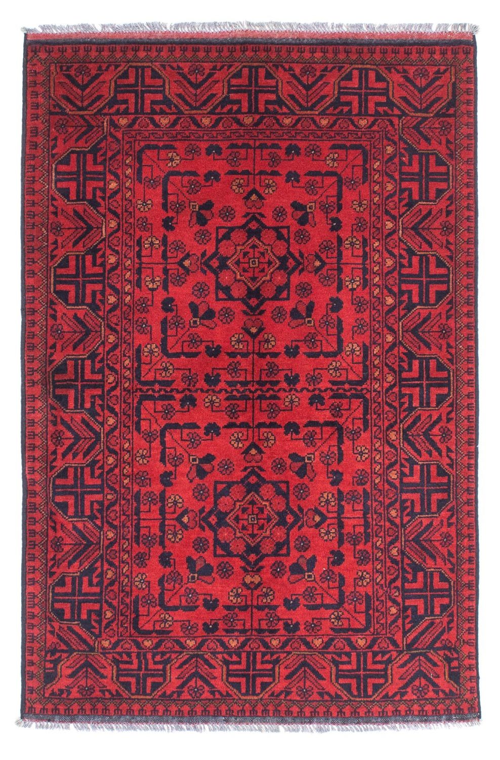Tappeto afgano - Kunduz - 144 x 98 cm - rosso scuro