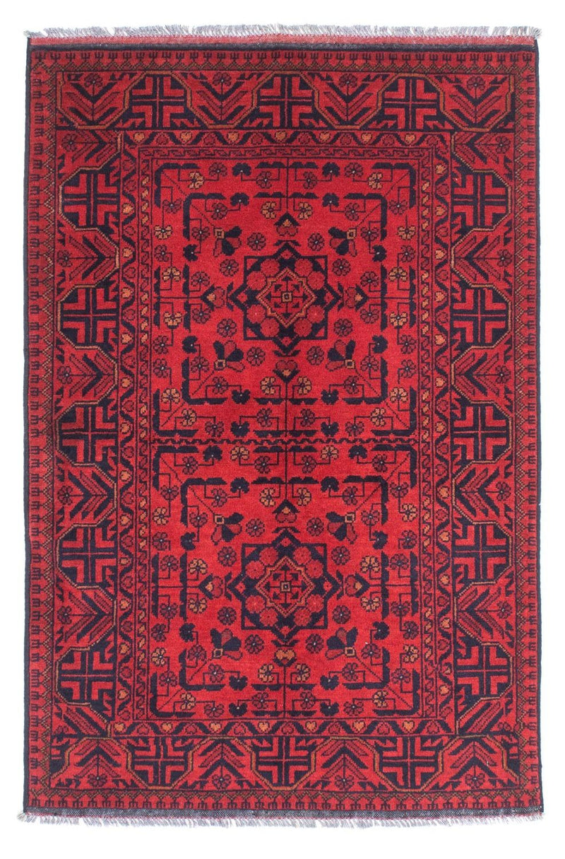Tappeto afgano - Kunduz - 144 x 98 cm - rosso scuro