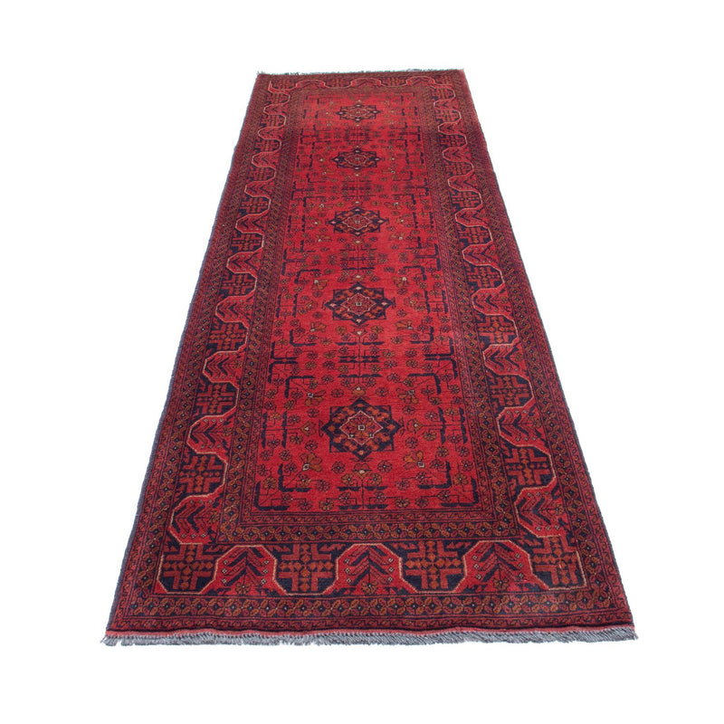 Tappeto corsia Tappeto afgano - Kunduz - 298 x 83 cm - rosso scuro