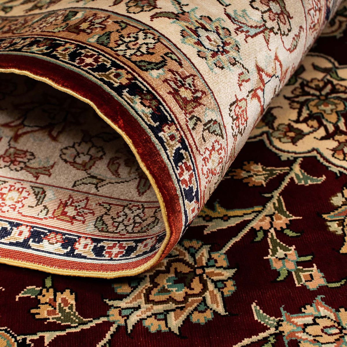 Tappeto di seta - Ghom seta - Premio - 216 x 132 cm - blu scuro