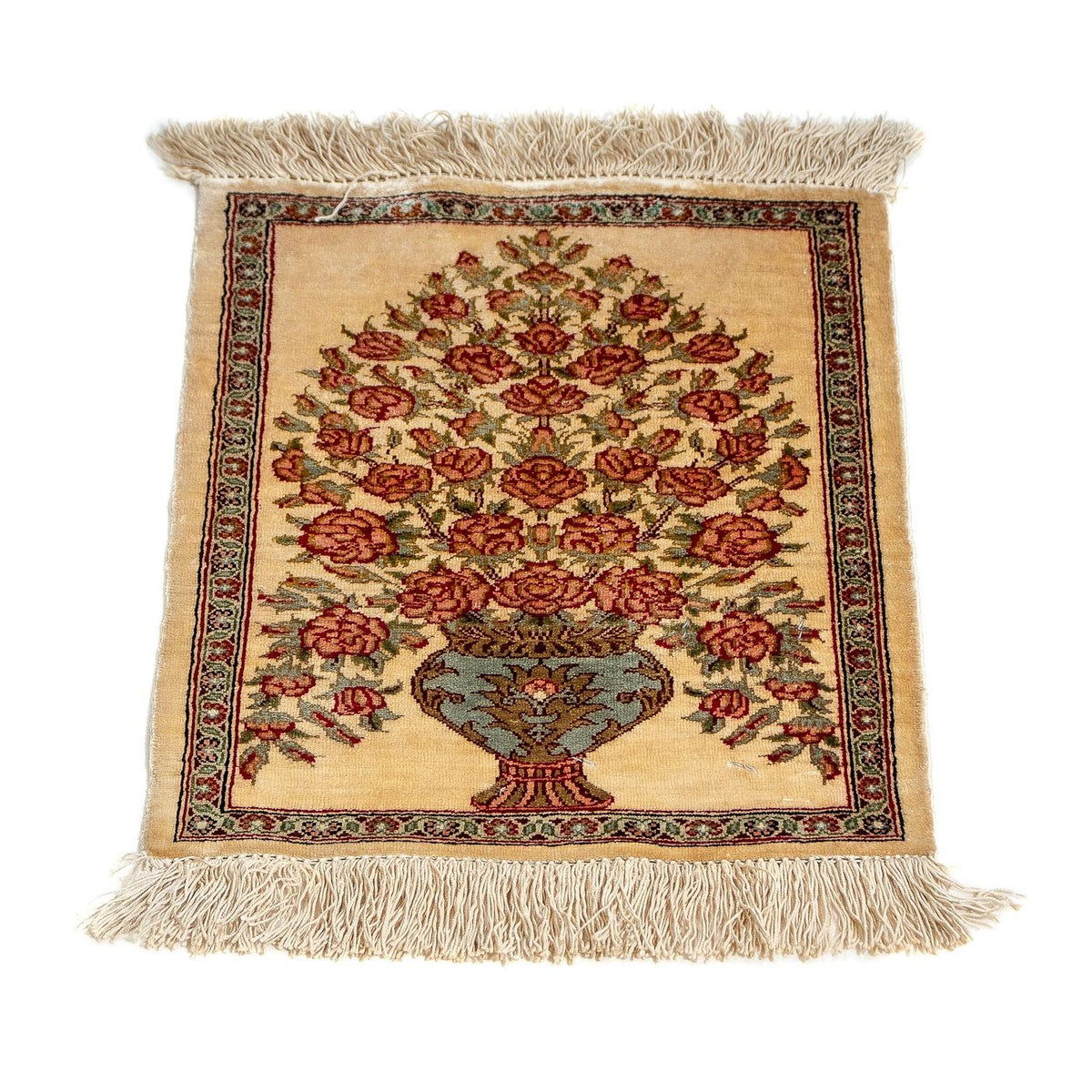 Tappeto di seta - Ghom seta - Premio - 42 x 31 cm - beige