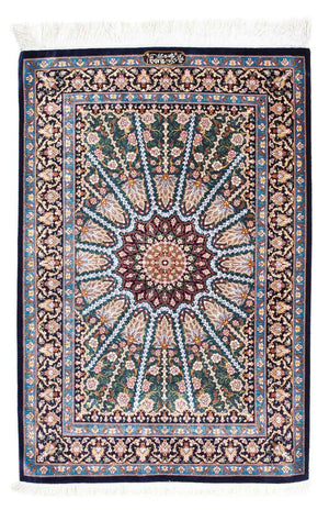 Tappeto Persero - Ghom - 121 x 81 cm - blu scuro