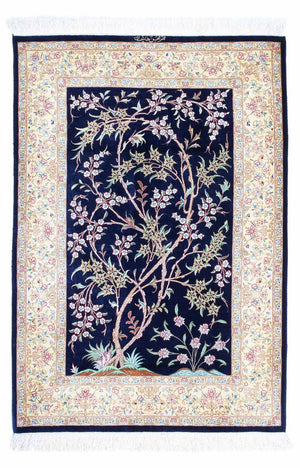 Tappeto Persero - Ghom - 119 x 80 cm - blu scuro