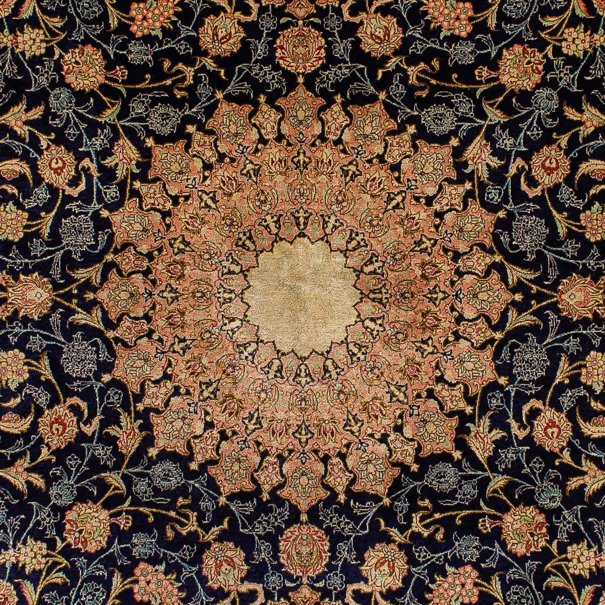 Tappeto di seta - Ghom seta - Premio - 216 x 132 cm - blu scuro