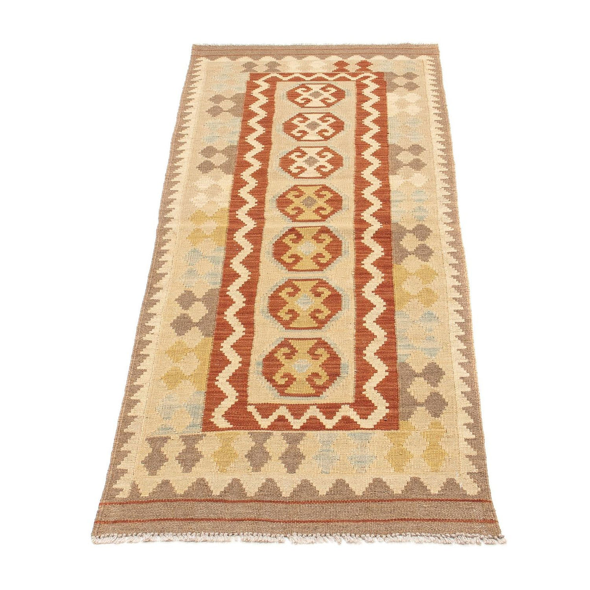 Tappeto corsia Tappeto Kelim - Splash - 197 x 68 cm - marrone chiaro