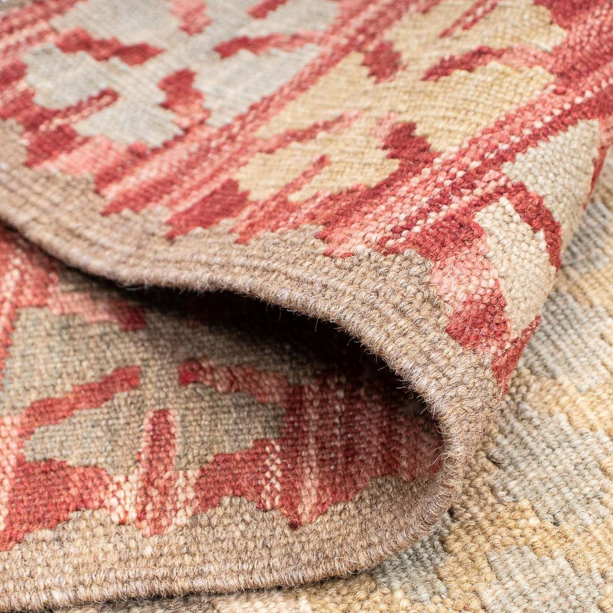 Tappeto corsia Tappeto Kelim - Splash - 207 x 66 cm - rosso chiaro