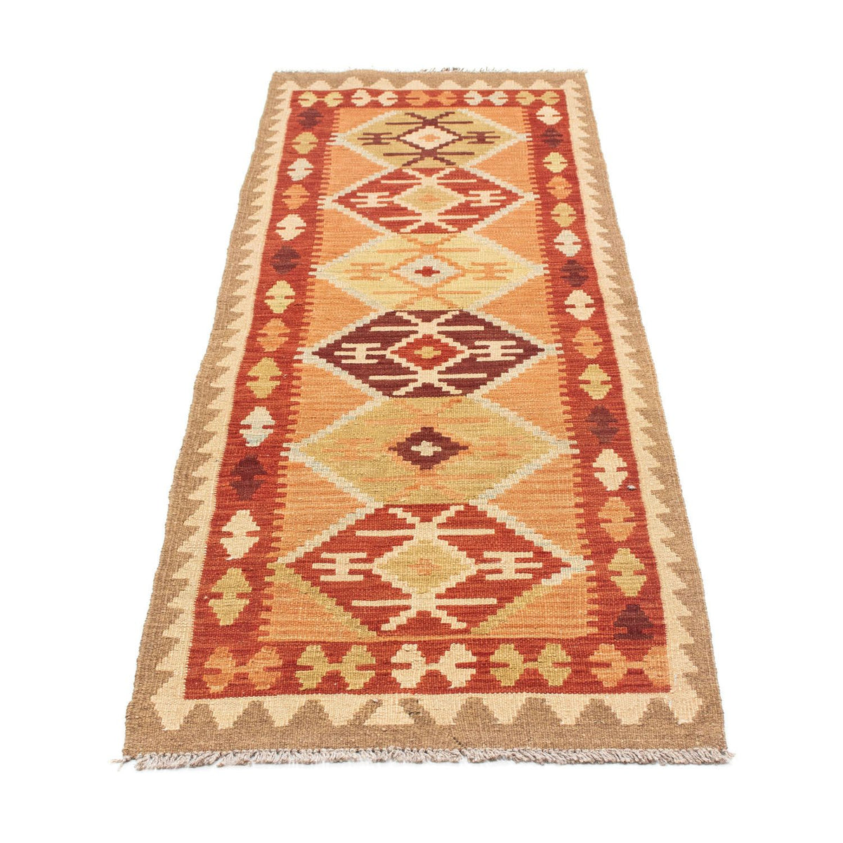 Tappeto corsia Tappeto Kelim - Orientale - 201 x 64 cm - marrone chiaro