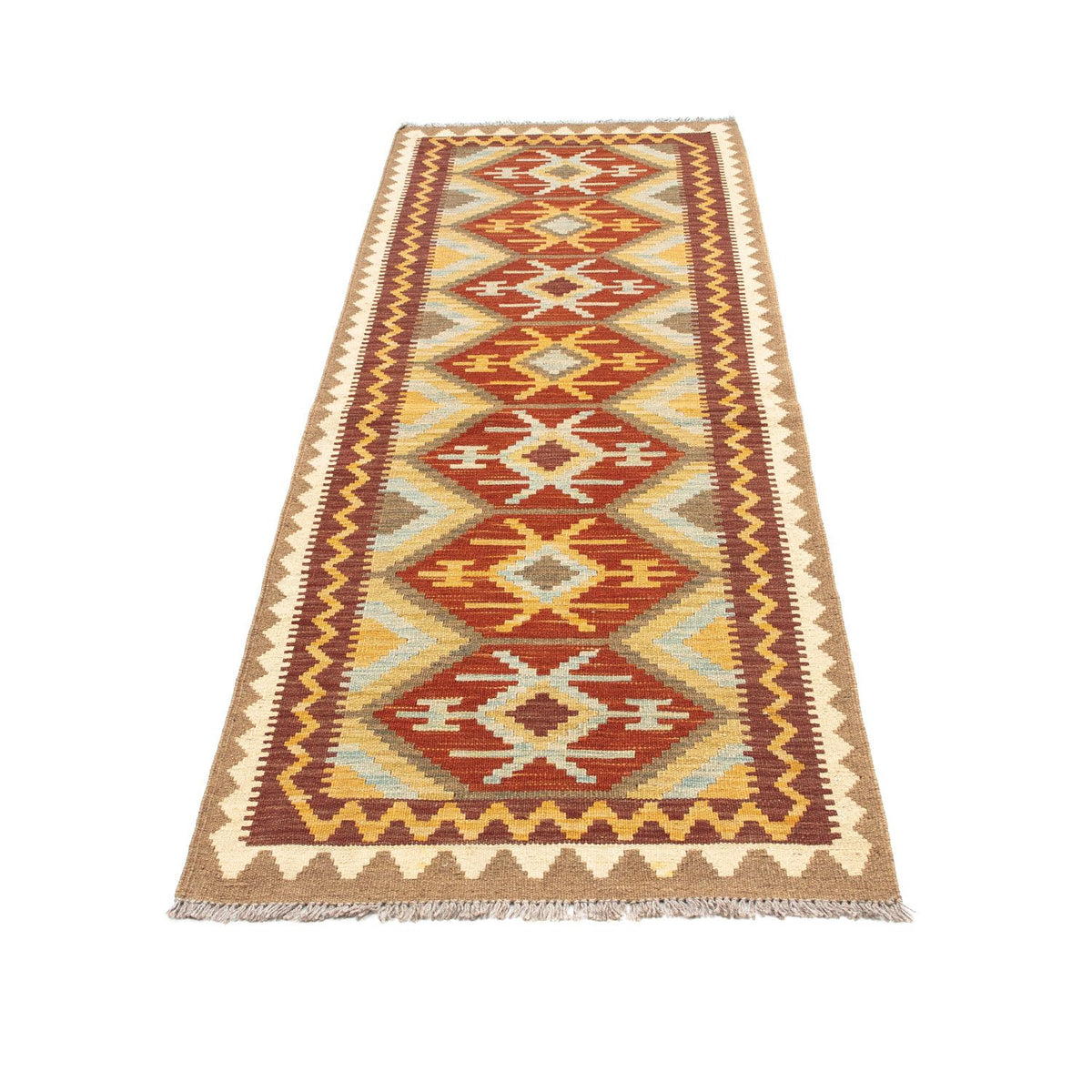Tappeto corsia Tappeto Kelim - Orientale - 210 x 72 cm - marrone chiaro