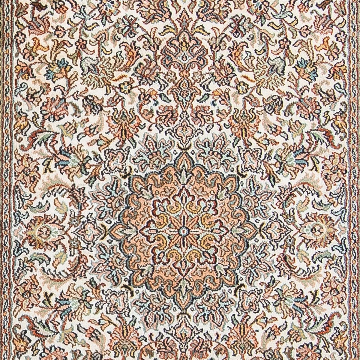 Tappeto corsia Tappeto di seta - Seta del Kashmir - 316 x 81 cm - beige