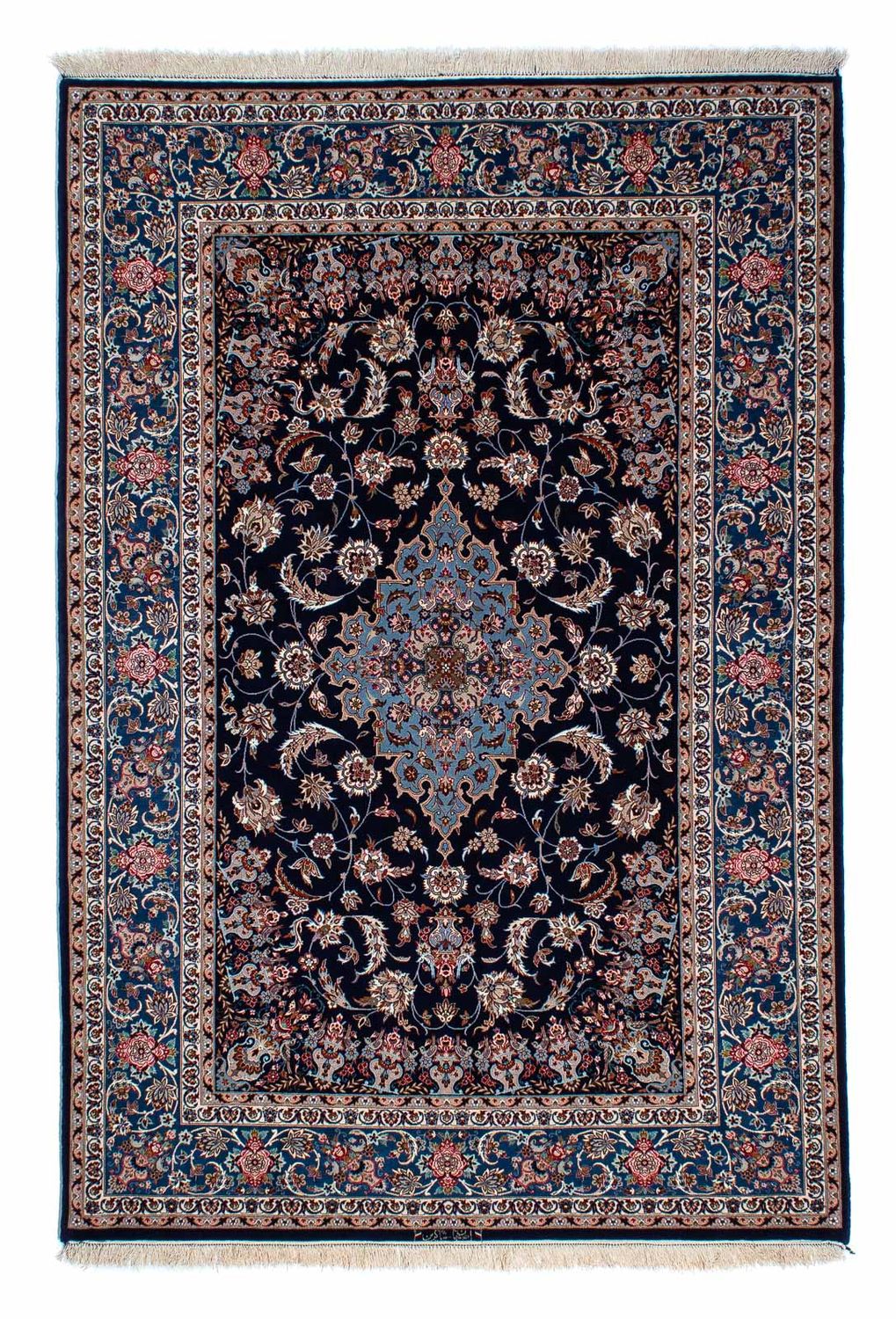 Tappeto Persero - Isfahan - Premio - 218 x 145 cm - blu scuro