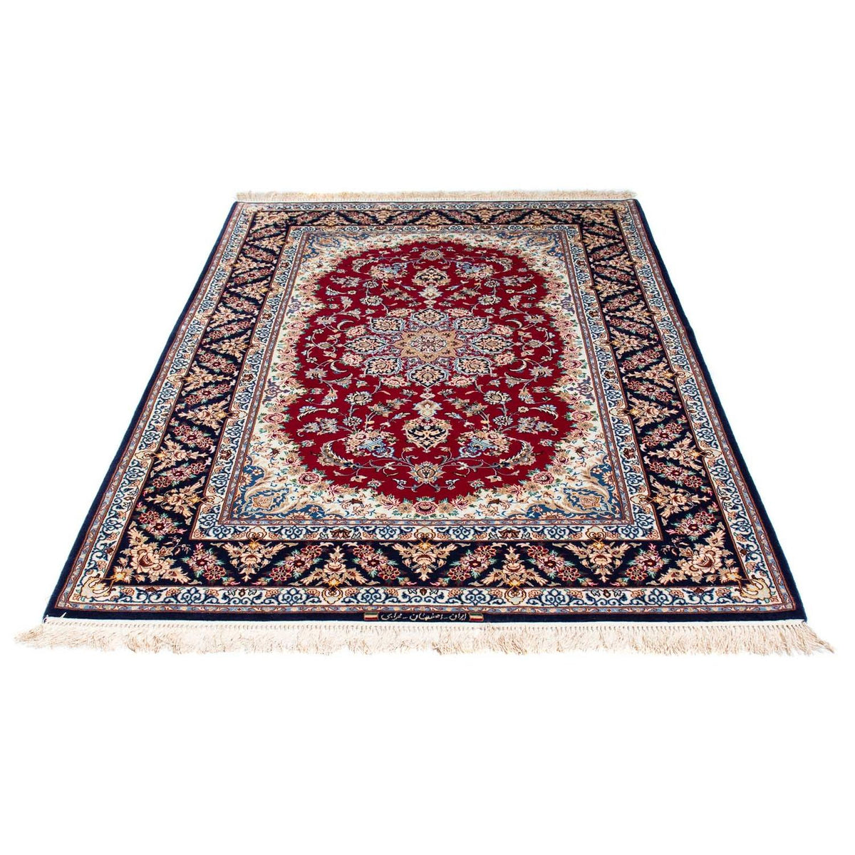 Tappeto Persero - Isfahan - Premio - 194 x 131 cm - rosso scuro