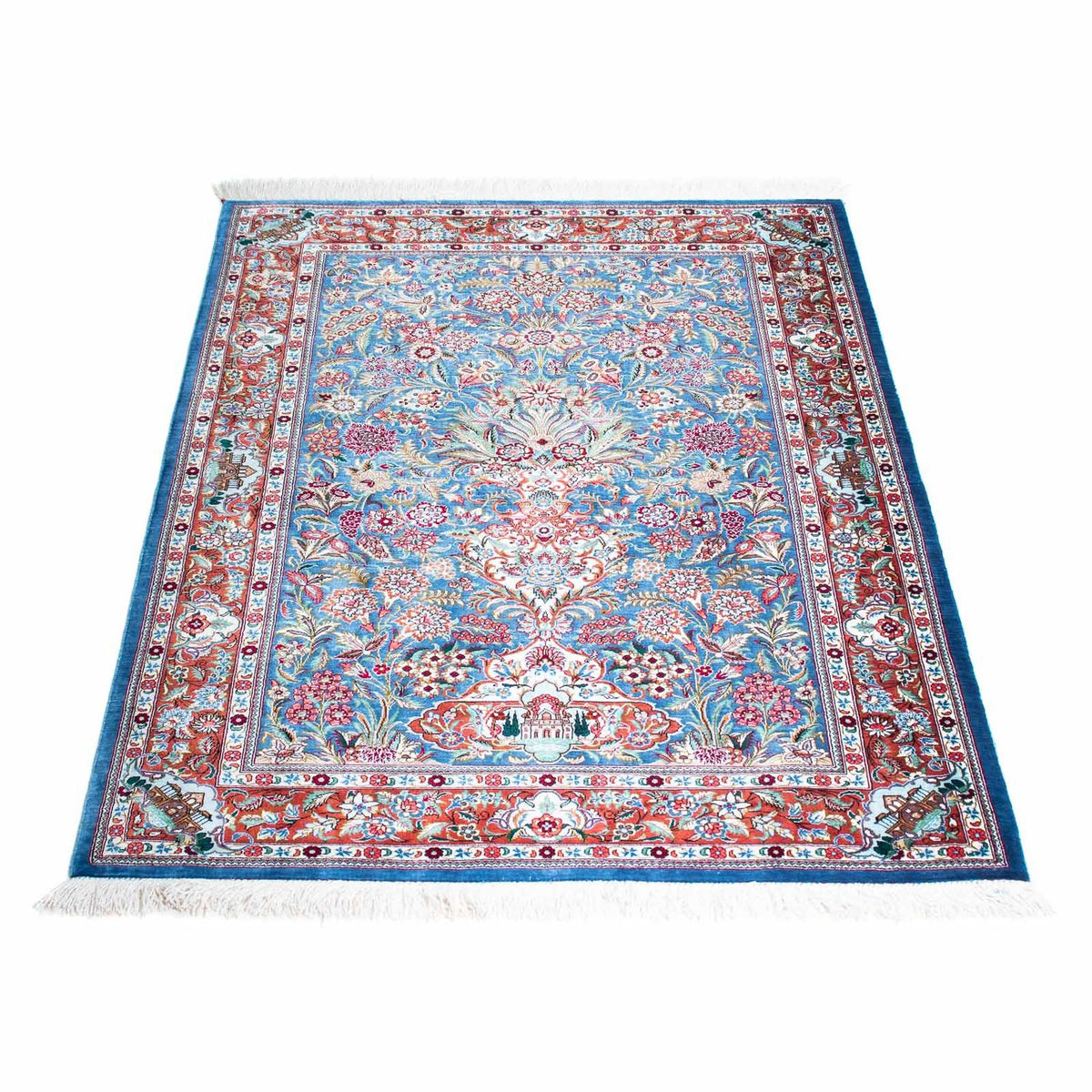 Tappeto Persero - Ghom - 119 x 81 cm - blu chiaro