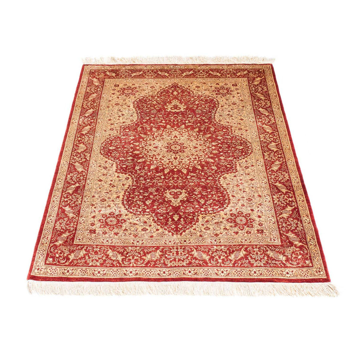 Tappeto orientale - Hereke - 122 x 69 cm - rosso scuro