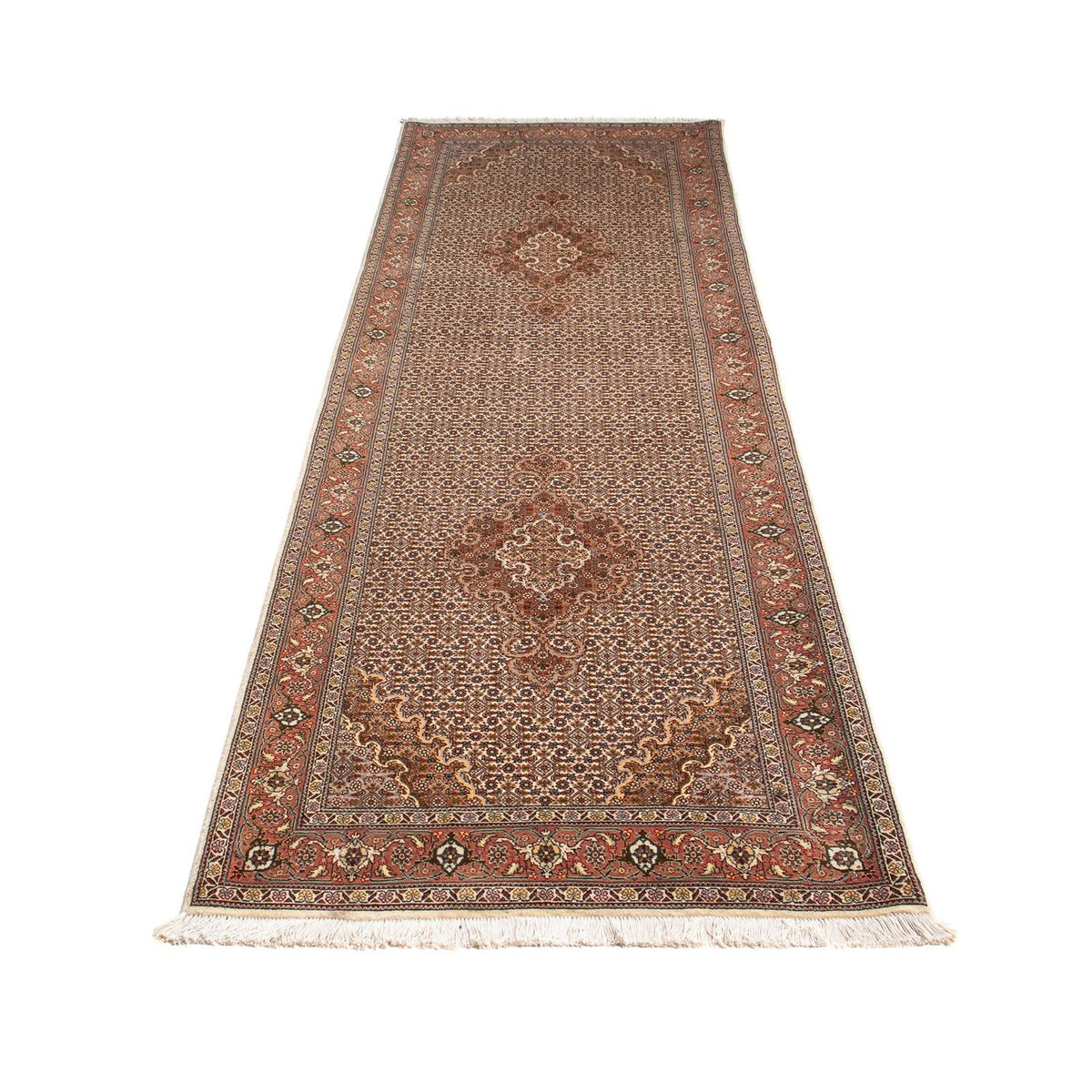 Tappeto corsia Tappeto Persero - Tabriz - 302 x 85 cm - marrone chiaro