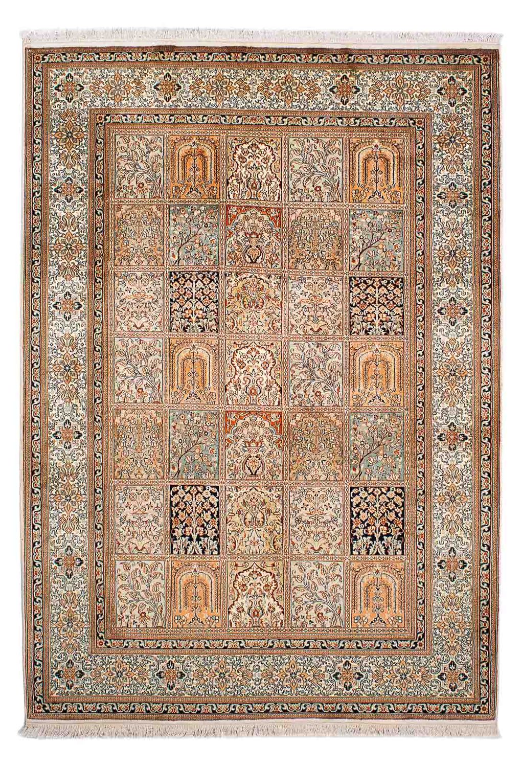 Tappeto di seta - Seta del Kashmir - 221 x 158 cm - multicolore