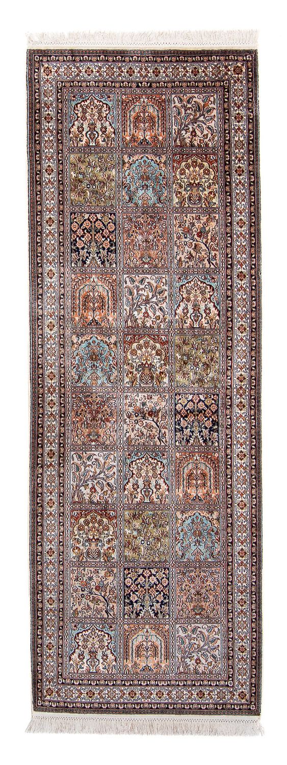 Tappeto corsia Tappeto di seta - Seta del Kashmir - 227 x 79 cm - multicolore