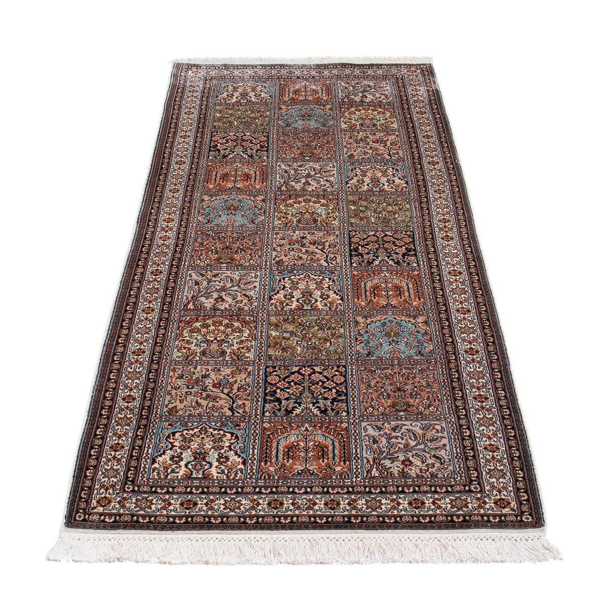 Tappeto corsia Tappeto di seta - Seta del Kashmir - 227 x 79 cm - multicolore