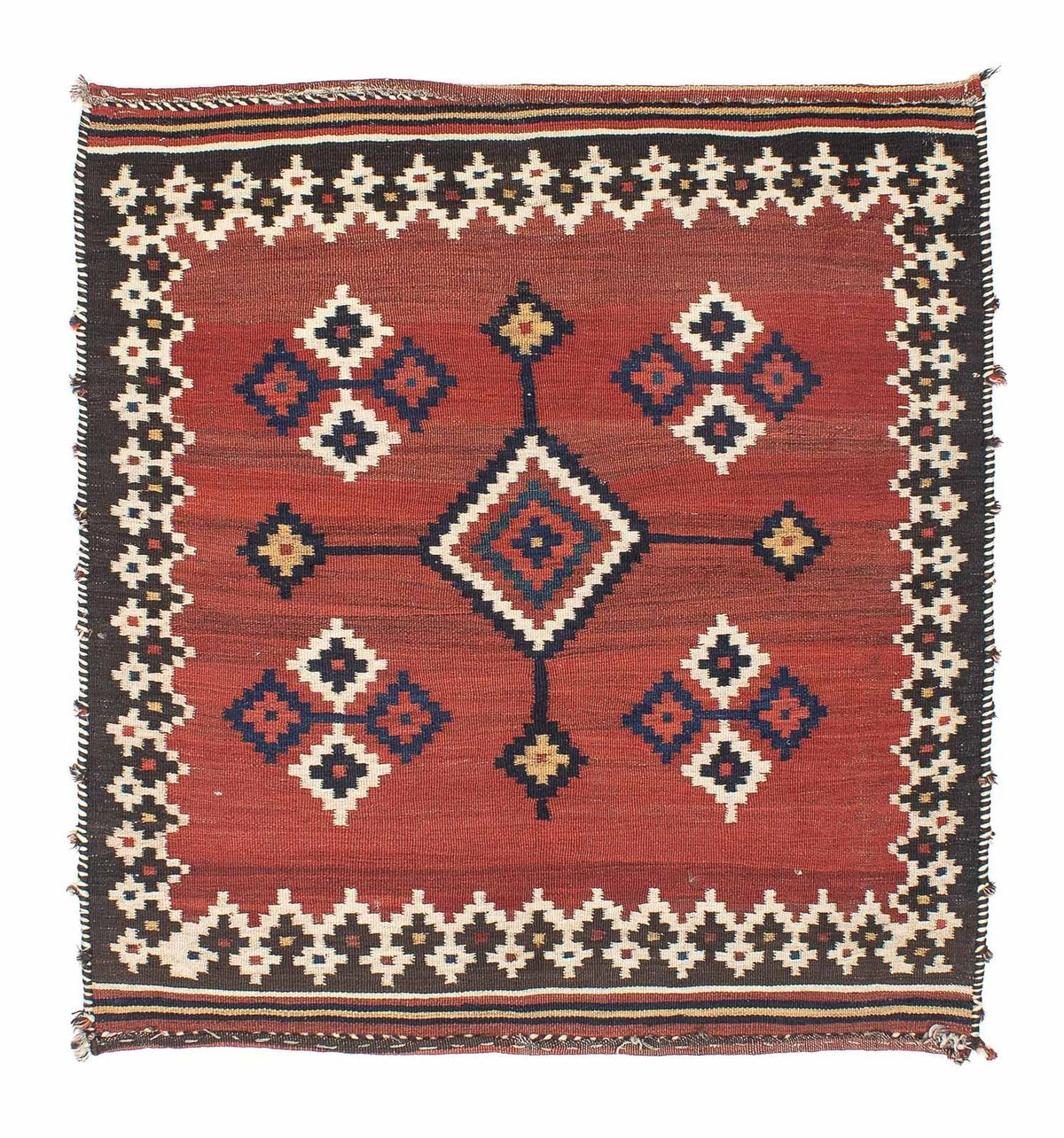 Tappeto Kelim - Orientale quadrato - 144 x 132 cm - rosso scuro
