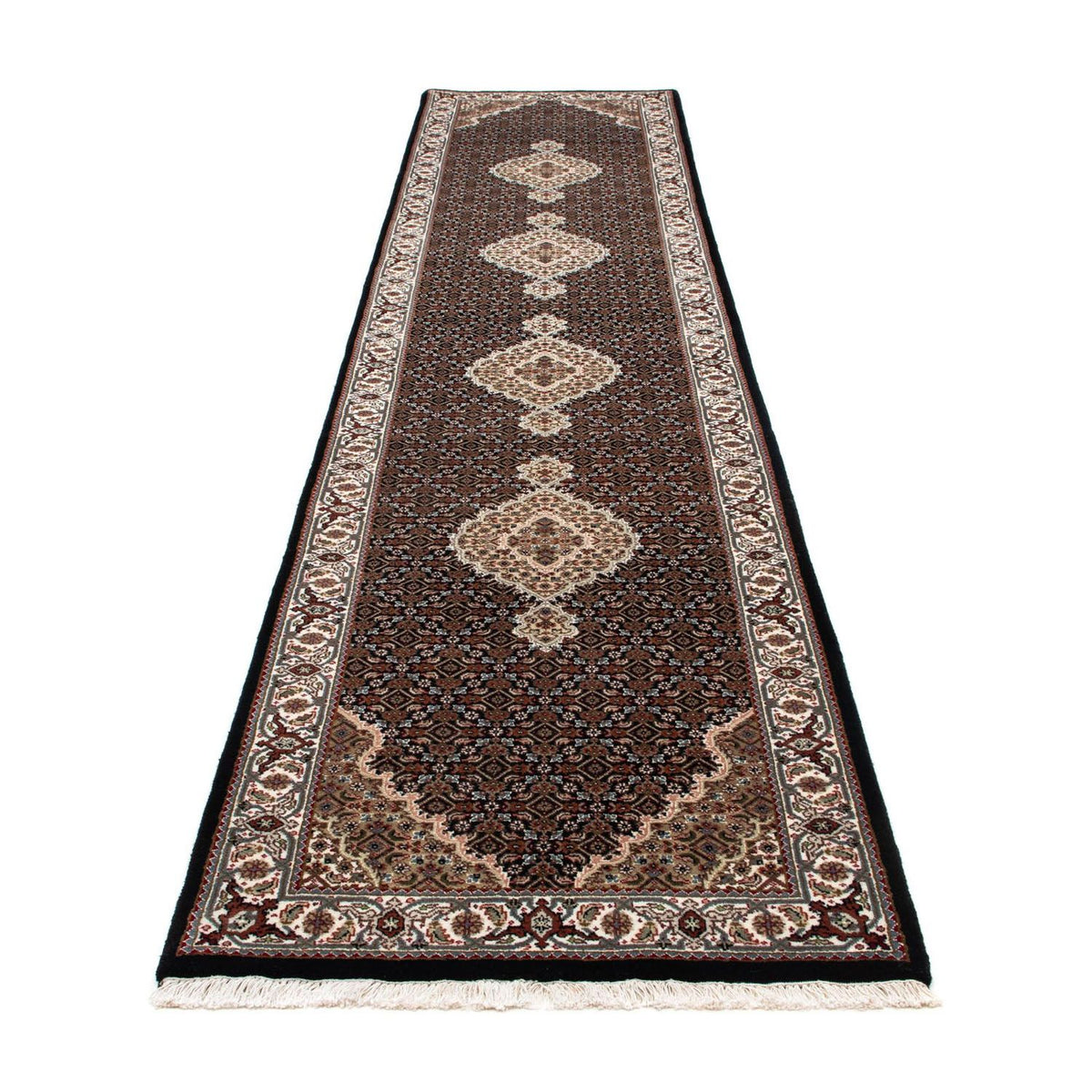 Tappeto corsia Tappeto Persero - Tabriz - 396 x 82 cm - blu scuro