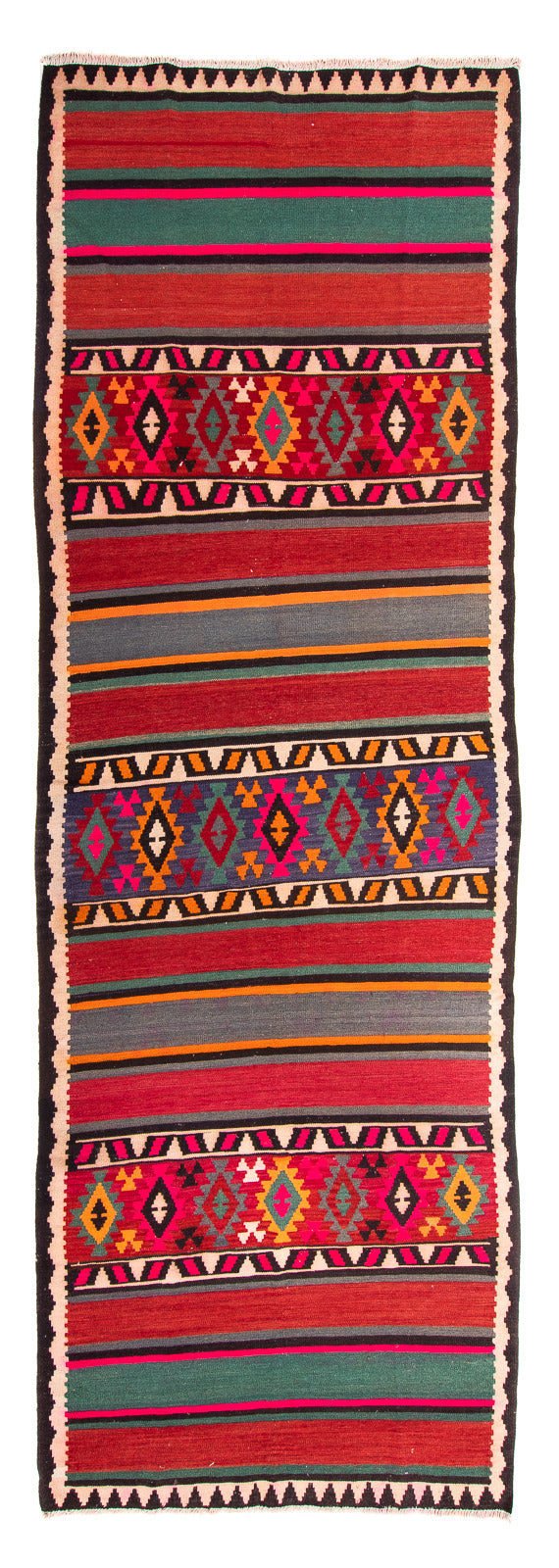 Tappeto corsia Tappeto Kelim - Vecchio - 370 x 145 cm - multicolore