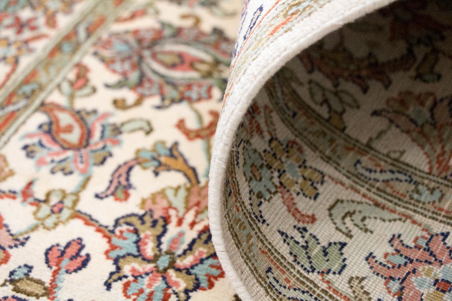 Tappeto di seta - Seta del Kashmir - 127 x 74 cm - beige