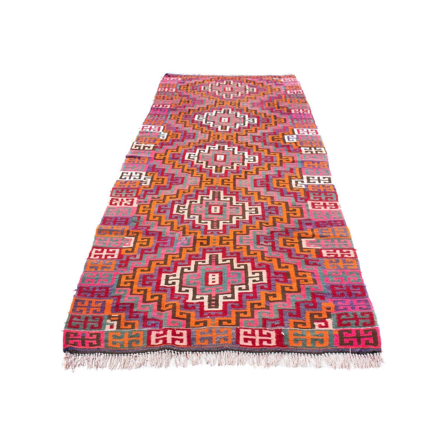 Tappeto corsia Tappeto Kelim - Vecchio - 320 x 135 cm - multicolore