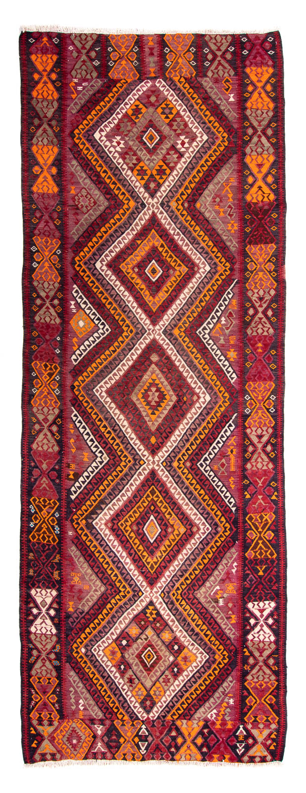 Tappeto corsia Tappeto Kelim - Vecchio - 375 x 140 cm - multicolore