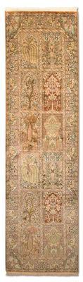Tappeto corsia Tappeto di seta - Seta del Kashmir - 270 x 75 cm - multicolore