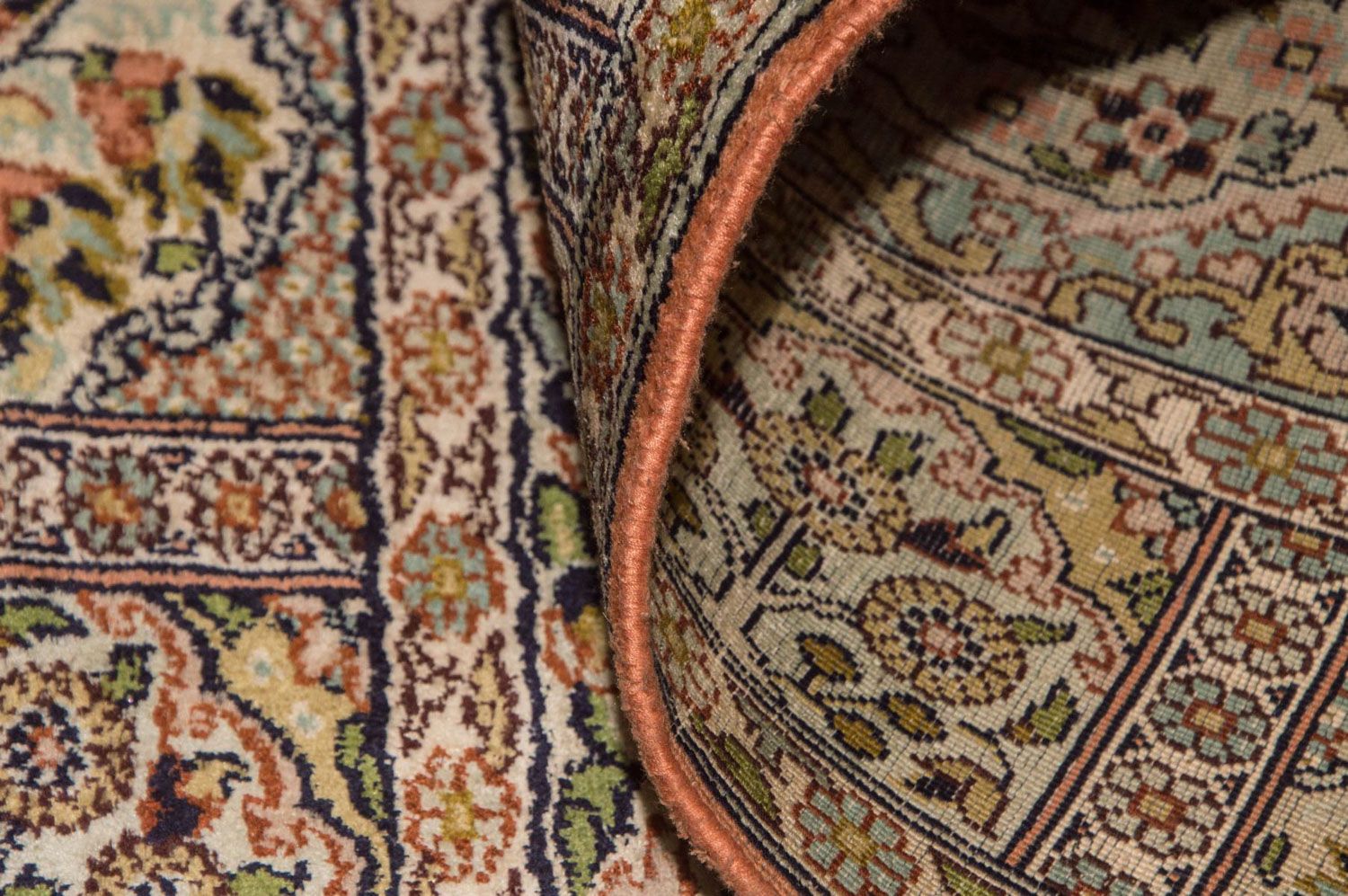 Tappeto corsia Tappeto di seta - Seta del Kashmir - 270 x 75 cm - multicolore